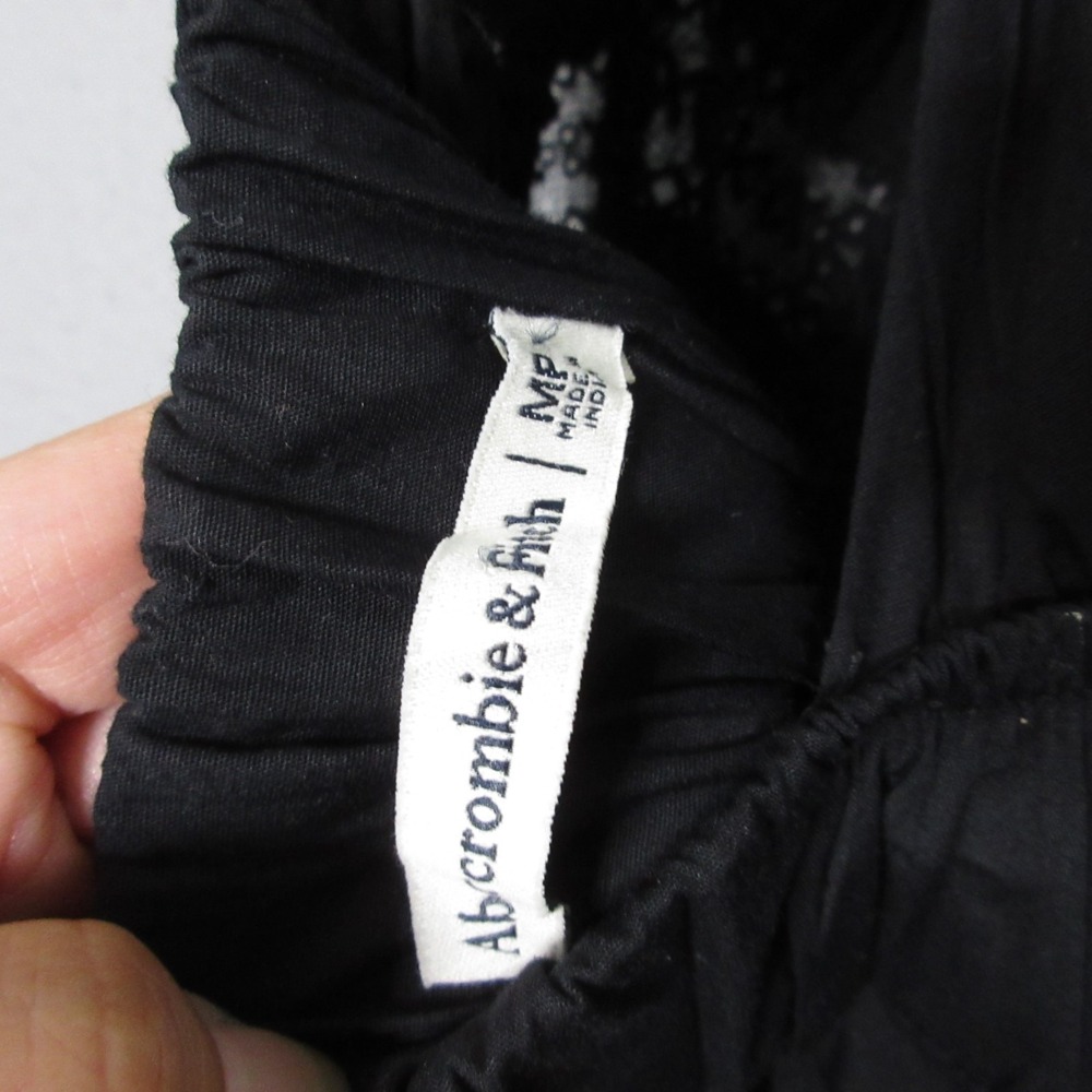Abercrombie & Fitch Dress Medium Petite Black Lace Pockets Maxi Boho Cottage‎ - Picture 8 of 10
